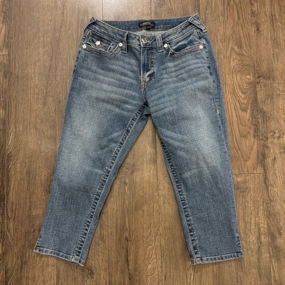 True Religion Jennie Curvy Capri Jeans Size 29 Mid Rise Skinny Flap Pockets Y2K